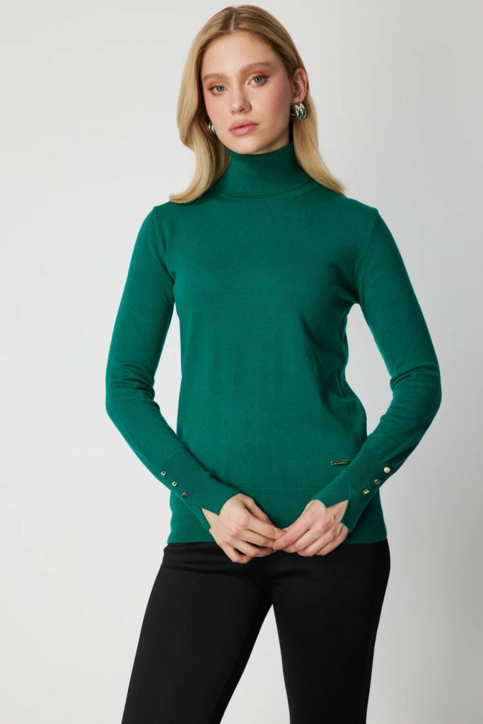 ON TRİKO Balıkçı Yaka Triko Kazak 63503-26K - ZÜMRÜT