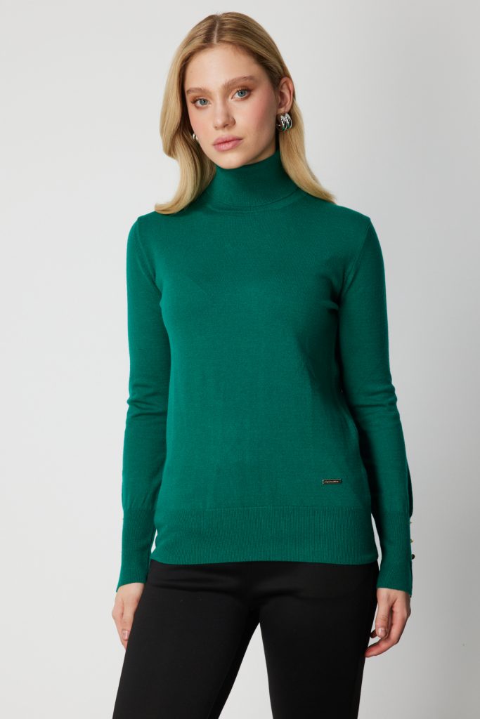 ON TRİKO Balıkçı Yaka Triko Kazak 63503-26K - ZÜMRÜT