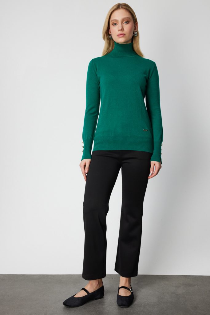 ON TRİKO Balıkçı Yaka Triko Kazak 63503-26K - ZÜMRÜT