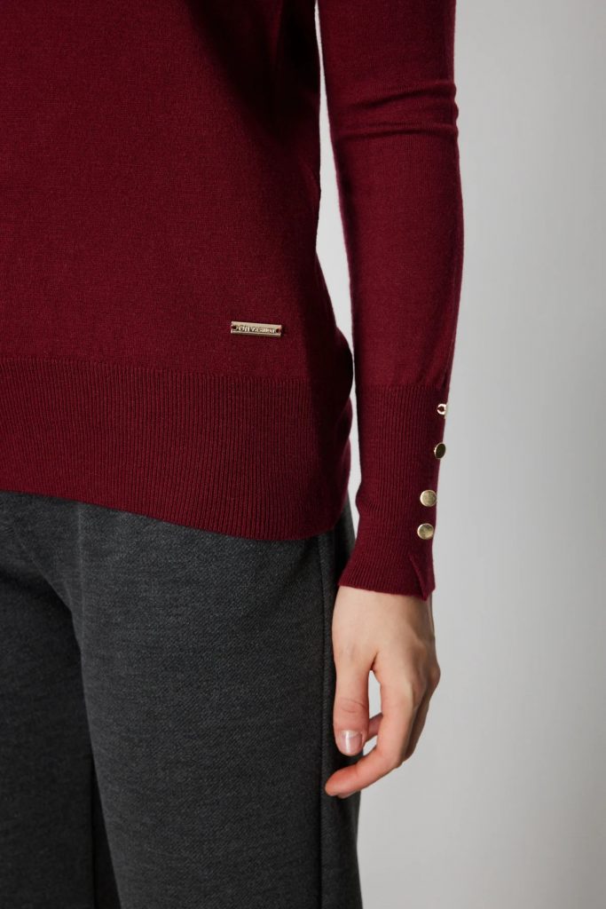 ON TRİKO Balıkçı Yaka Triko Kazak 63503-26K - bordo