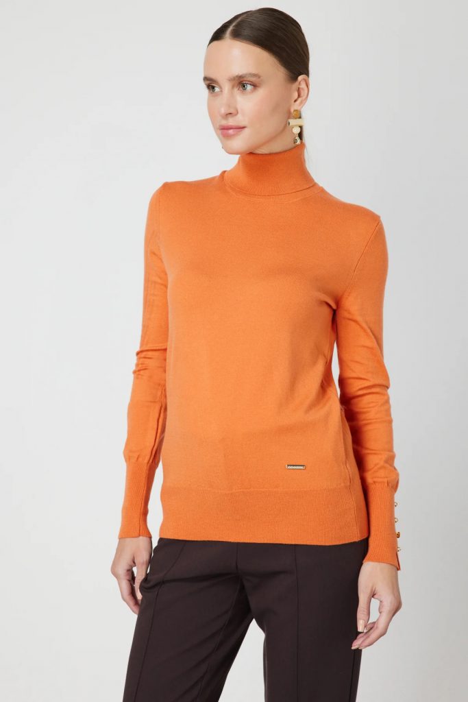 ON TRİKO Balıkçı Yaka Triko Kazak 63503-26K - oranj