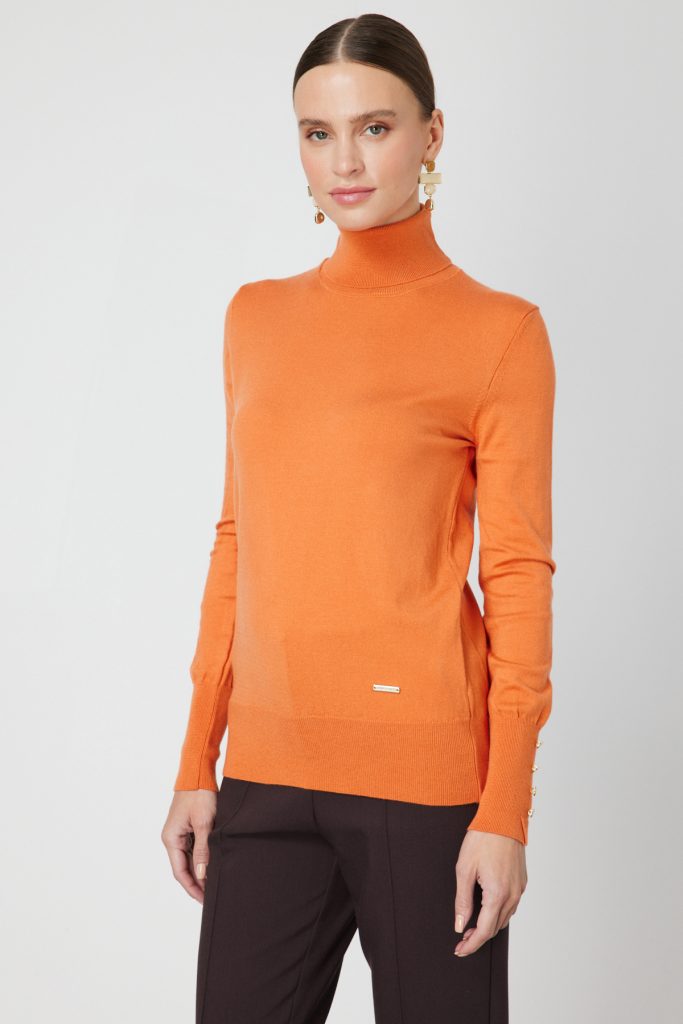 ON TRİKO Balıkçı Yaka Triko Kazak 63503-26K - oranj