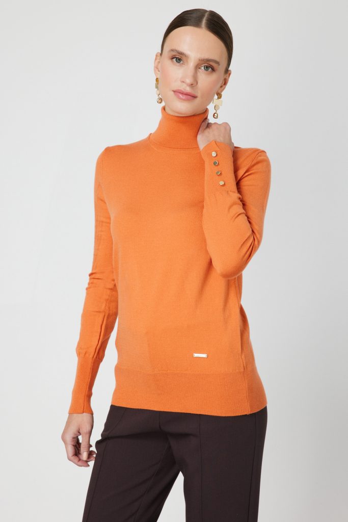 ON TRİKO Balıkçı Yaka Triko Kazak 63503-26K - oranj