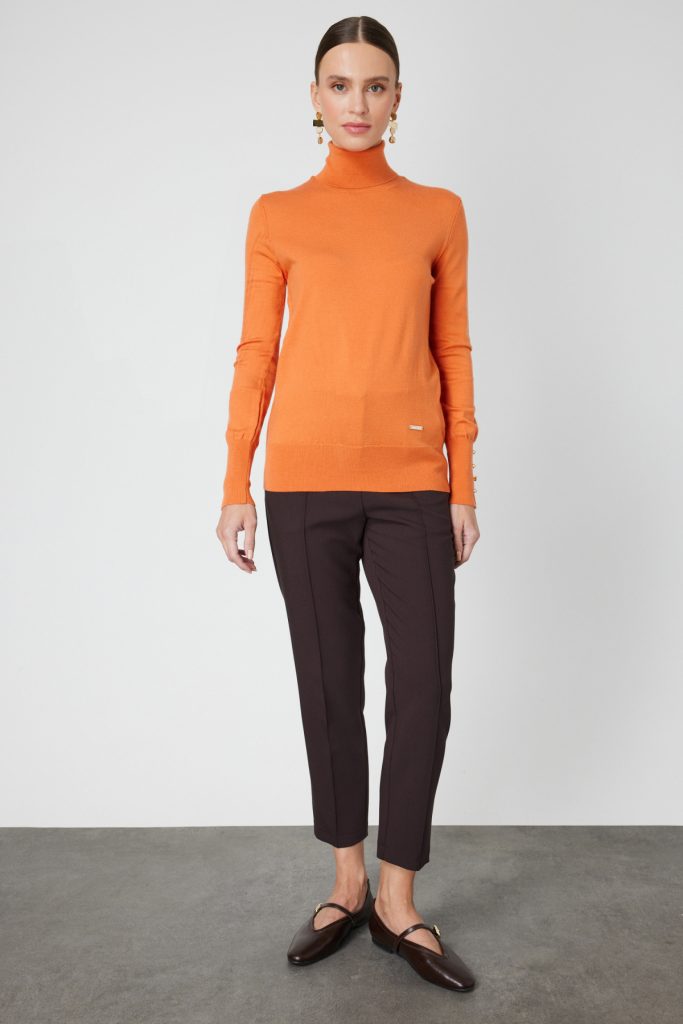 ON TRİKO Balıkçı Yaka Triko Kazak 63503-26K - oranj