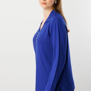 ON TRİKO Polo Yaka Süs Düğmeli Triko Kazak 65333-26k - SAKS