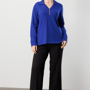 ON TRİKO Polo Yaka Süs Düğmeli Triko Kazak 65333-26k - SAKS