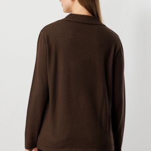 ON TRİKO Polo Yaka Süs Düğmeli Triko Kazak 65333-26k - kahve