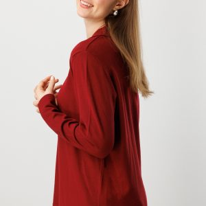 ON TRİKO Polo Yaka Süs Düğmeli Triko Kazak 65333-26k - bordo