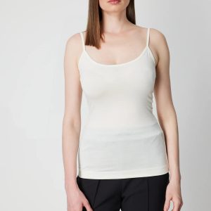 ON TRİKO Simli Kumaş Askılı Bluz 61391-26k - KREM