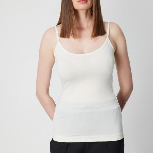 ON TRİKO Simli Kumaş Askılı Bluz 61391-26k - KREM