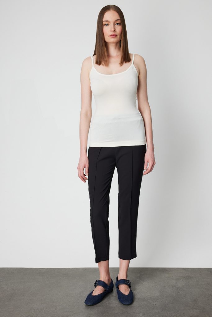 ON TRİKO Simli Kumaş Askılı Bluz 61391-26k - KREM