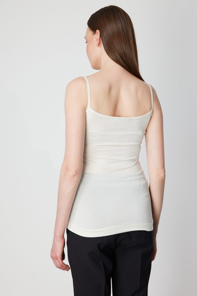 ON TRİKO Simli Kumaş Askılı Bluz 61391-26k - KREM