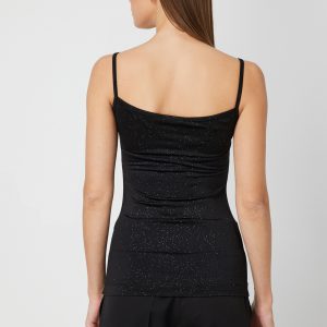 ON TRİKO Simli Kumaş Askılı Bluz 61391-26k - Siyah