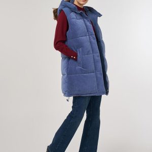 Kayra Kadife Garnili Şişme Yelek Lacivert - Lacivert