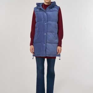 Kayra Kadife Garnili Şişme Yelek Lacivert - Lacivert