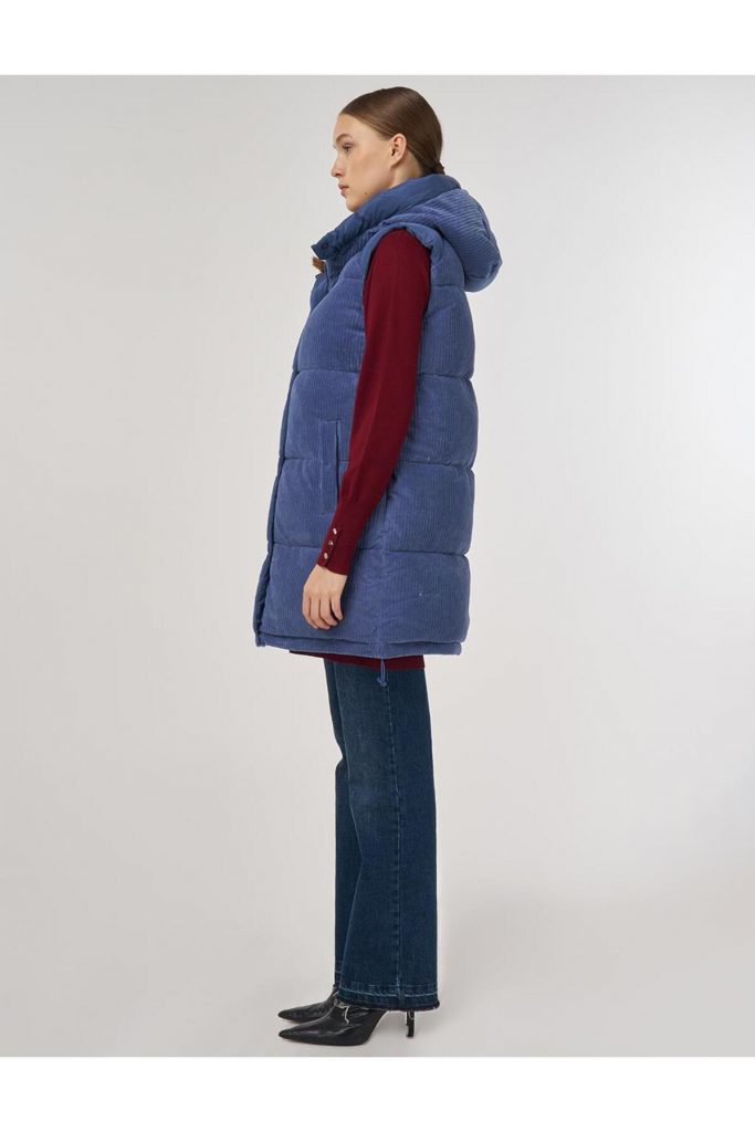 Kayra Kadife Garnili Şişme Yelek Lacivert - Lacivert