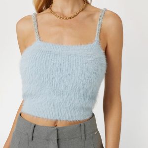 Guess Tüylü üst Triko W4BR26Z3BH0 - MAVİ