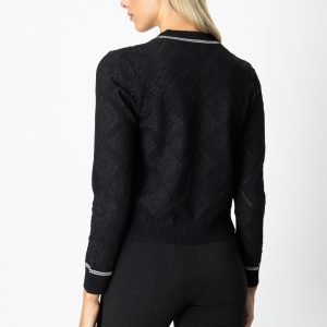 ON TRİKO V Yaka Kabartmalı Hırka 60950-26k - Siyah