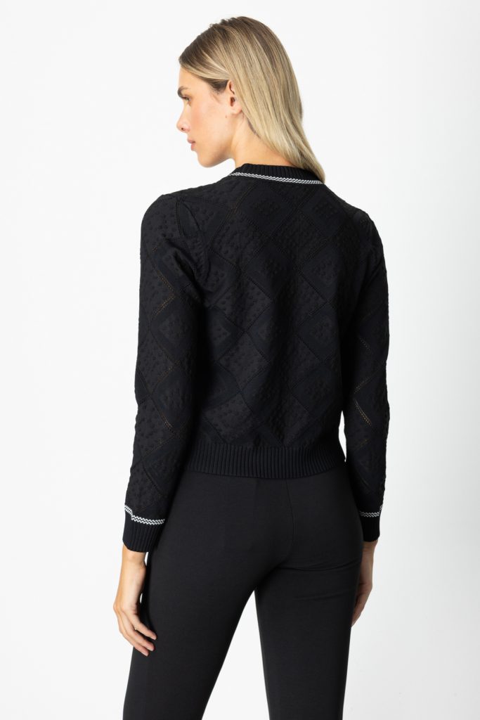 ON TRİKO V Yaka Kabartmalı Hırka 60950-26k - Siyah