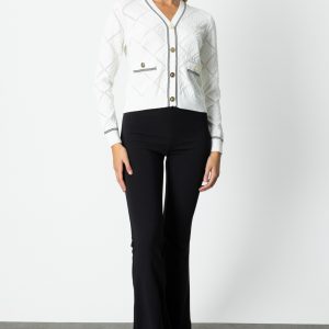 ON TRİKO V Yaka Kabartmalı Hırka 60950-26k - EKRU