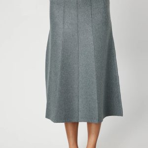 ON TRİKO Pileli Midi Triko Etek 65210-26k - GRİ