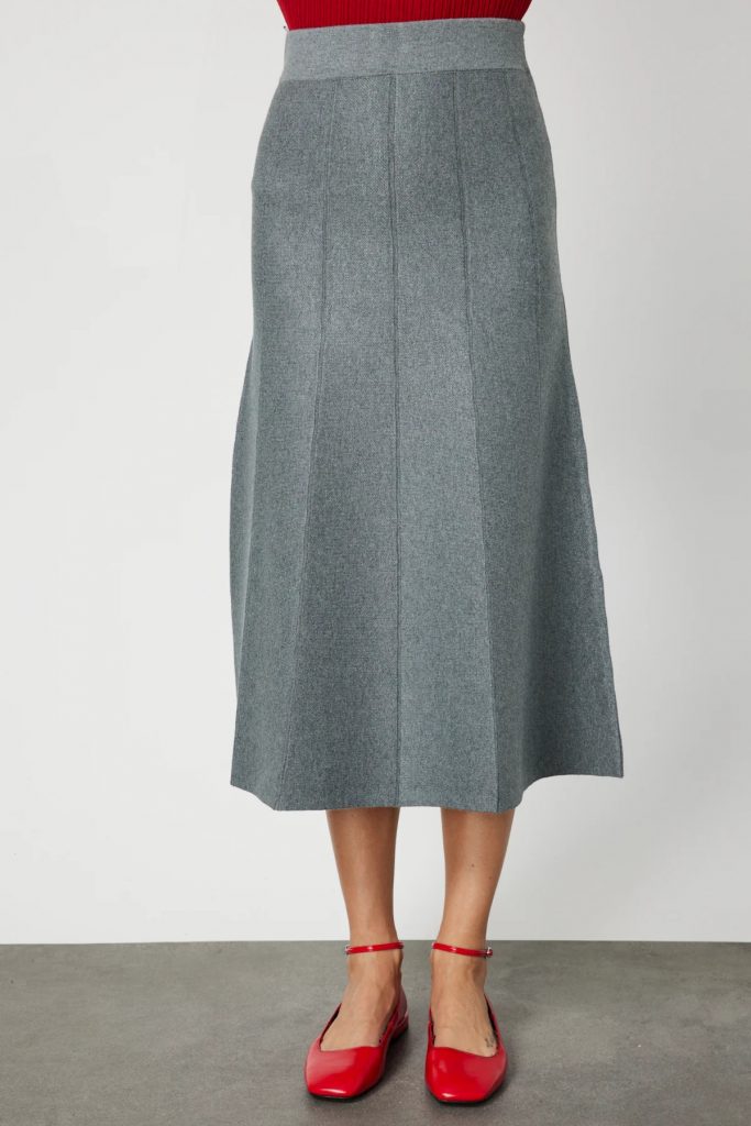 ON TRİKO Pileli Midi Triko Etek 65210-26k - GRİ