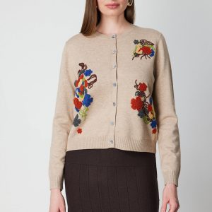 ON TRİKO Renkli Çiçek İşlemeli Triko Hırka 60939-26k - GRİ