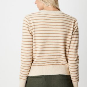 ON TRİKO Sıfır Yaka Çizgili Hırka 63901-26k - BEJ
