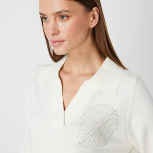 ON TRİKO Omzu Zincirli Yaprak Detaylı Triko Kazak 65334-26k - EKRU