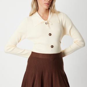 ON TRİKO Piliseli Mini Triko Etek 60203-26k - kahve