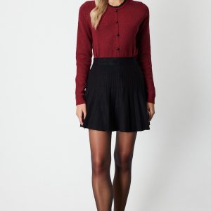 ON TRİKO Piliseli Mini Triko Etek 60203-26k - Siyah