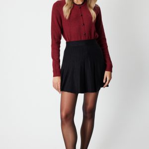 ON TRİKO Piliseli Mini Triko Etek 60203-26k - Siyah