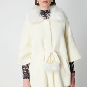 ON TRİKO Yakası Kürklü Peluş Hırka 63915-26k - KREM