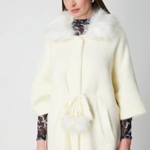 ON TRİKO Yakası Kürklü Peluş Hırka 63915-26k - KREM