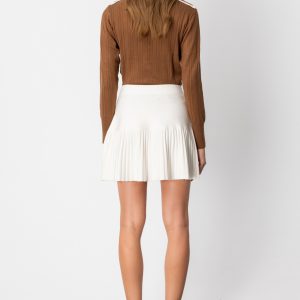 ON TRİKO Piliseli Mini Triko Etek 60205-26k - EKRU