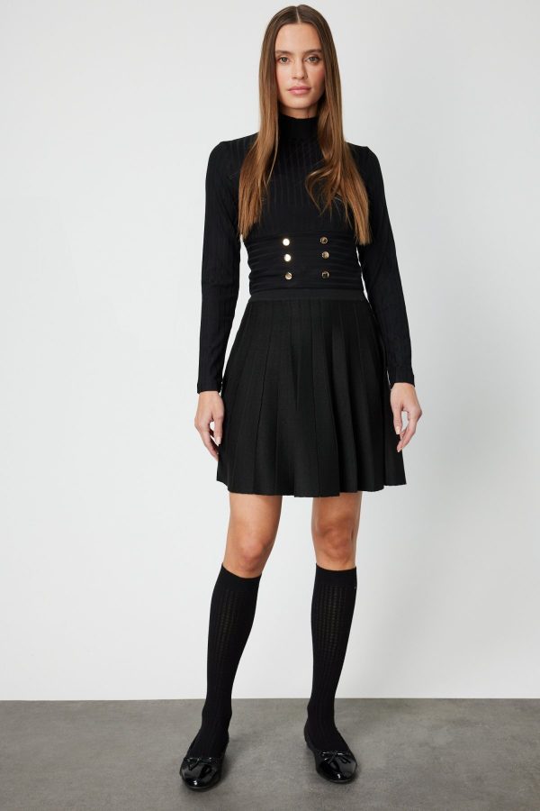 ON TRİKO Pileli Mini Triko Etek 65203-26k