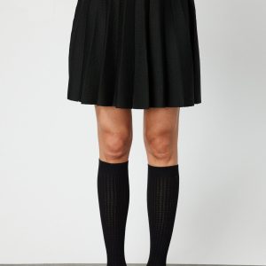 ON TRİKO Pileli Mini Triko Etek 65203-26k - Siyah