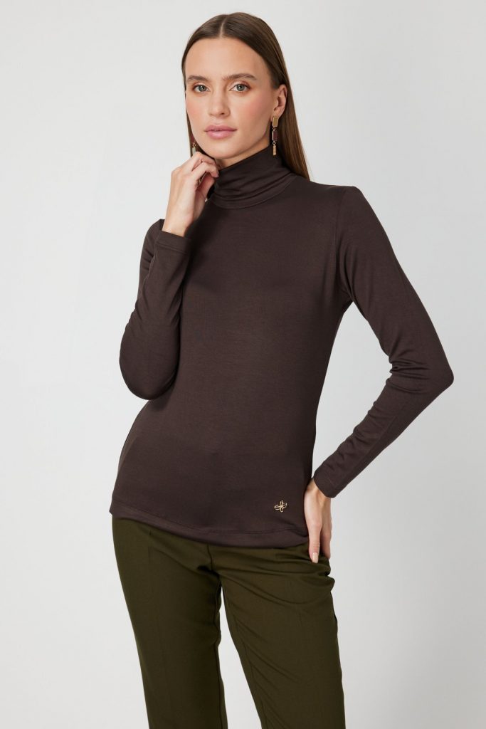 ON TRİKO Balıkçı Yaka Basic Bluz 61433-26k - kahve