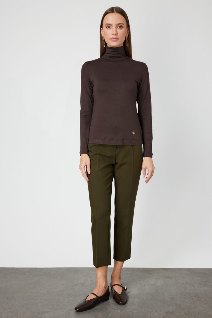 ON TRİKO Balıkçı Yaka Basic Bluz 61433-26k - kahve