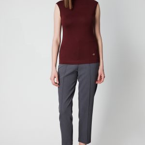 ON TRİKO Dik Yaka Kolsuz Basic Bluz 61432-26k - bordo