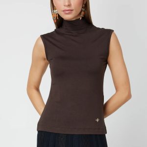 ON TRİKO Dik Yaka Kolsuz Basic Bluz 61432-26k - kahve