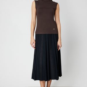 ON TRİKO Dik Yaka Kolsuz Basic Bluz 61432-26k - kahve