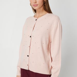 ON TRİKO Taş Detaylı Sıfır Yaka Triko Hırka 60344-26k - KREM