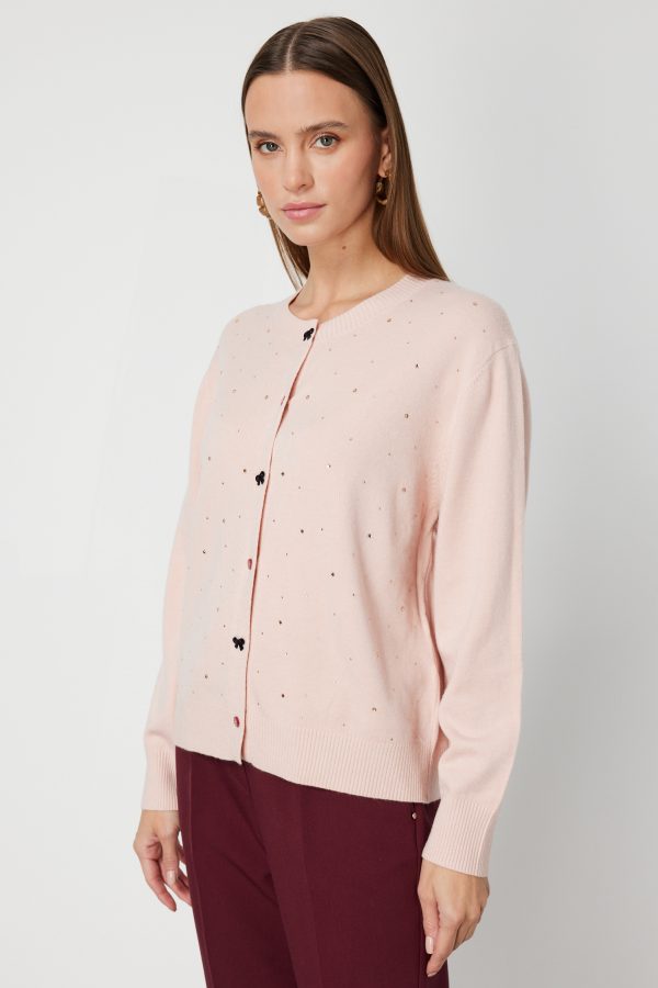 ON TRİKO Taş Detaylı Sıfır Yaka Triko Hırka 60344-26k