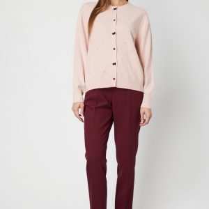 ON TRİKO Taş Detaylı Sıfır Yaka Triko Hırka 60344-26k - pembe