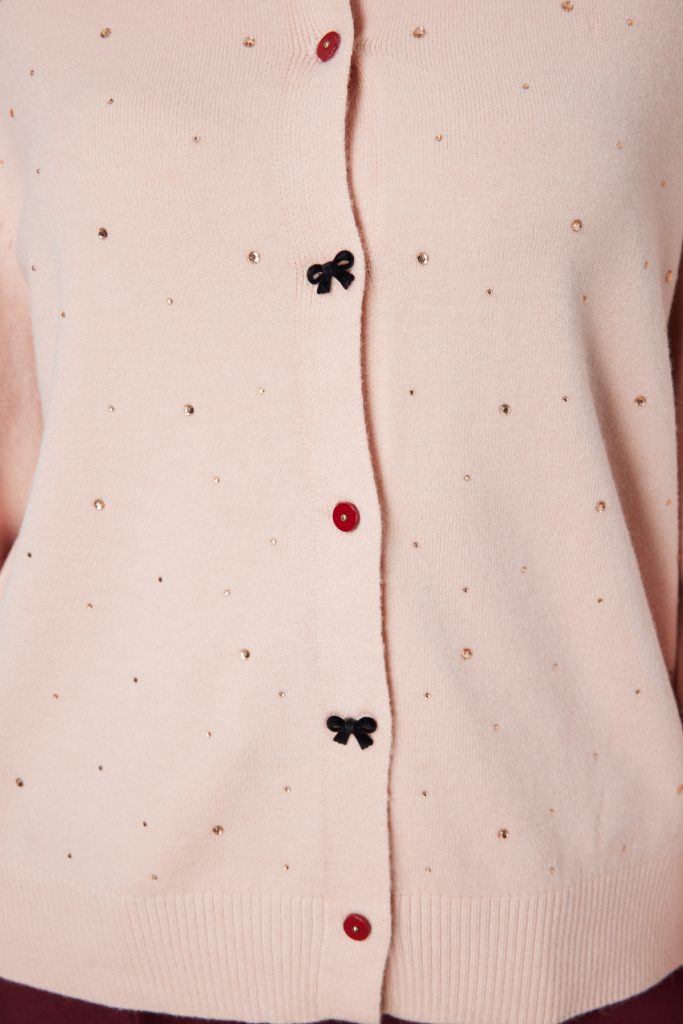 ON TRİKO Taş Detaylı Sıfır Yaka Triko Hırka 60344-26k - pembe