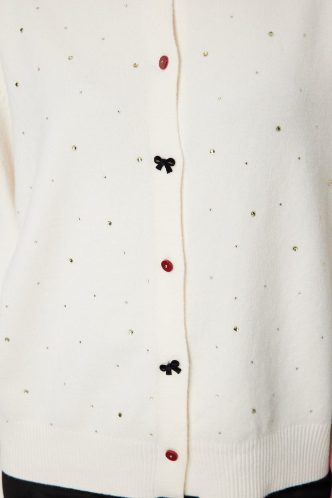 ON TRİKO Taş Detaylı Sıfır Yaka Triko Hırka 60344-26k - BEJ