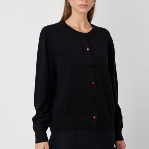 ON TRİKO Taş Detaylı Sıfır Yaka Triko Hırka 60344-26k - Siyah