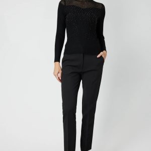 ON TRİKO Yakası Transparan Taşlı Triko Kazak 60340-26k - Siyah