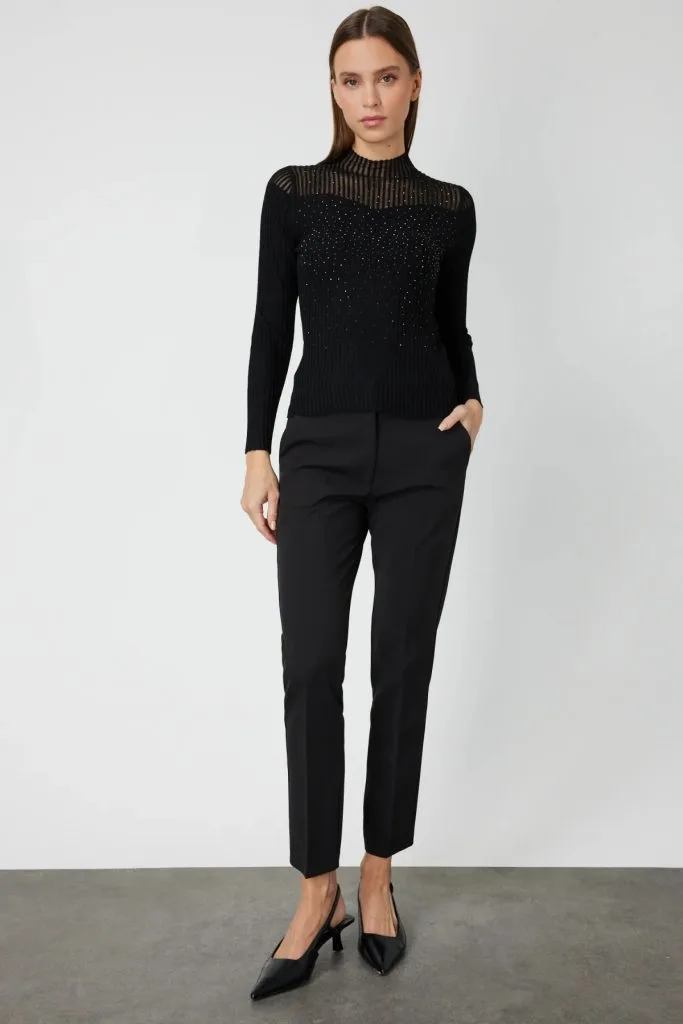 ON TRİKO Yakası Transparan Taşlı Triko Kazak 60340-26k